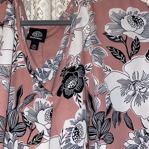 Bobeau Cap Sleeve V-Neck Blouse